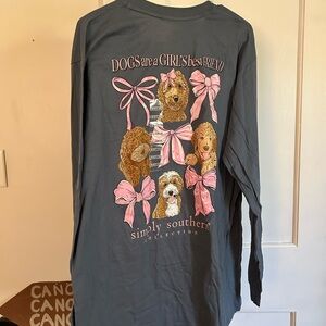 Simply Southern Gray Long Sleeve Shirt with Dog Print